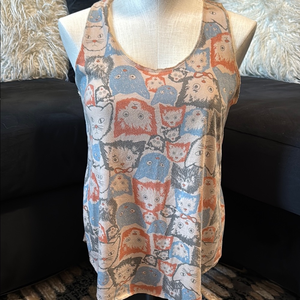 Cute Cat Print Tank Top